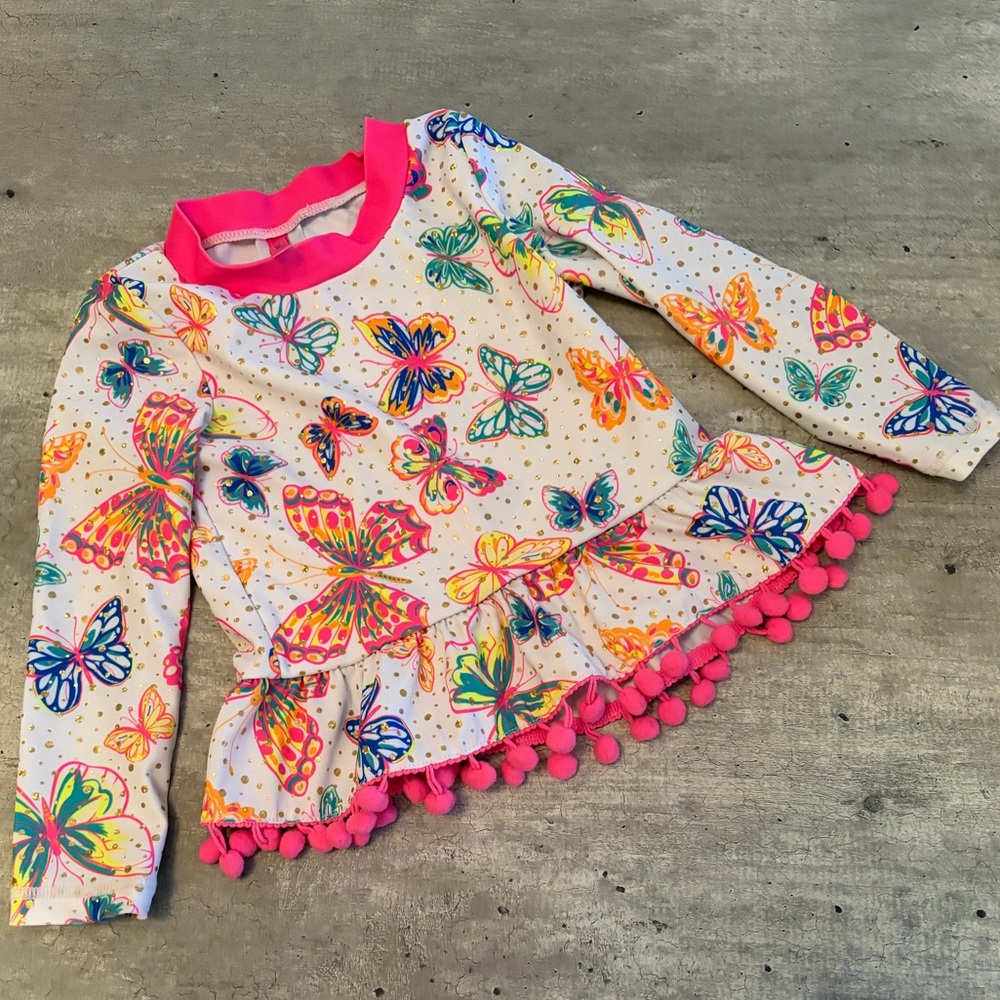 Betsey Johnson Pink Butterfly Long Sleeve Top Size 2T